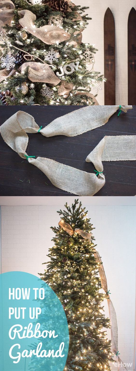How to Put Ribbon Garland on a Christmas Tree | Best Way to Decorate Christmas Trees on a Budget: Inexpensive or Free & Easy Holiday Ornaments & Decorations