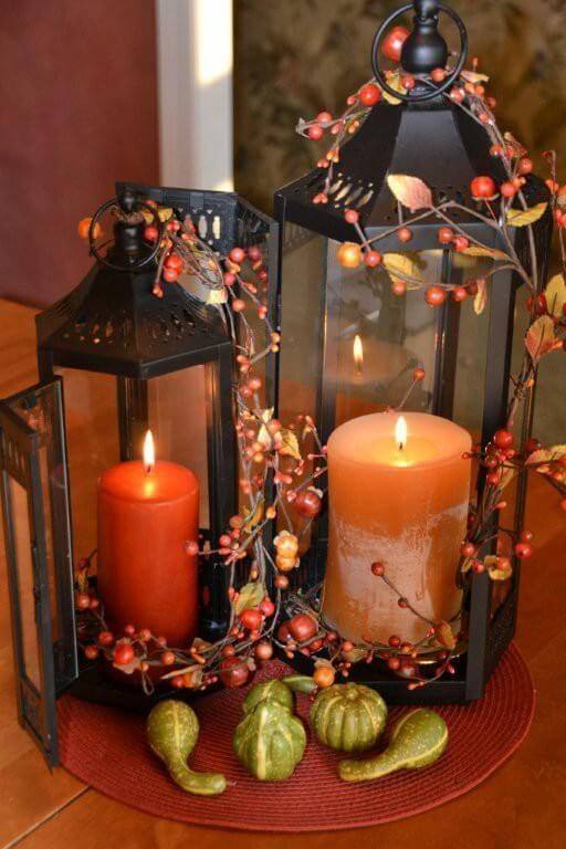 Christmas Lantern Decor | DIY Fall Candle Decoration Ideas - Farmfoodfamily.com
