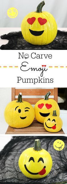 No Carve Emoji Pumpkins | No-Carve Pumpkin Decorating Ideas For This Halloween