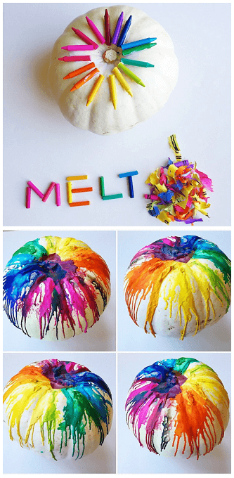Melt crayons on Pumpkin | No-Carve Pumpkin Decorating Ideas For This Halloween