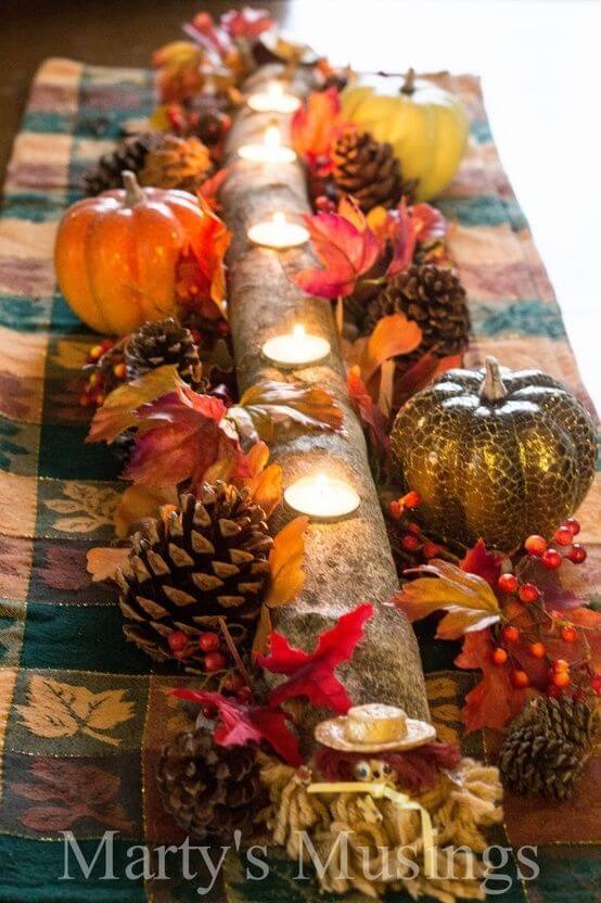 Long candle holder branch | DIY Fall Candle Decoration Ideas - Farmfoodfamily.com
