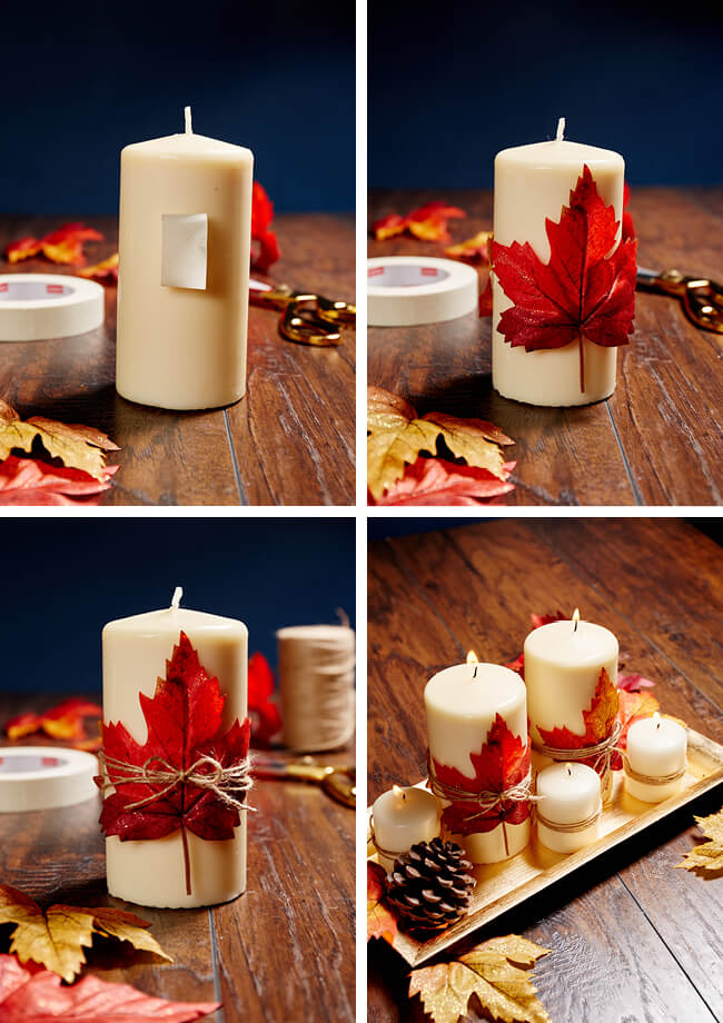 A stunning centerpiece | DIY Fall Candle Decoration Ideas - Farmfoodfamily.com