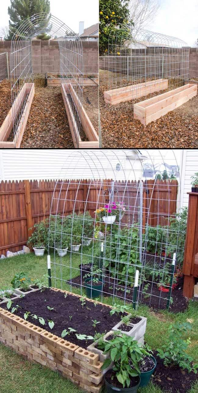 Trellis garden bed | How to Build a Raised Vegetable Garden Bed | 39+ Simple & Cheap Raised Vegetable Garden Bed Ideas - farmfoodfamily.com