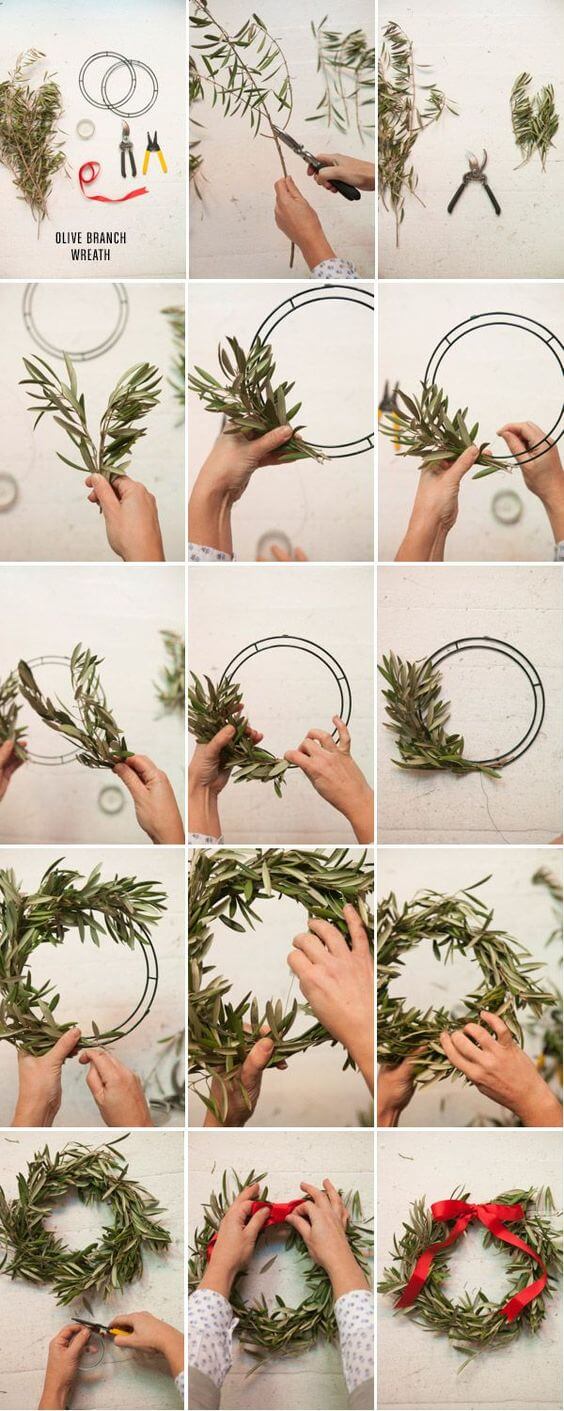Olive Branch Wreath | Creative, Easy, and Inexpensive Christmas Wreaths | Farmfoodfamily.com