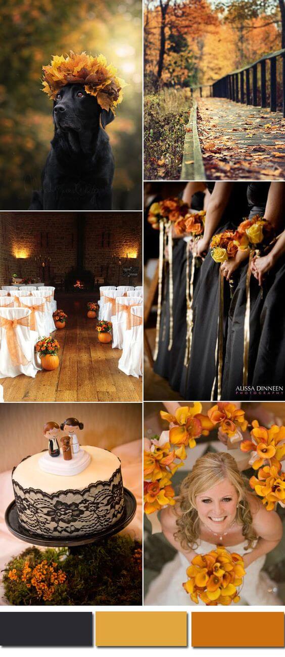 Black and orange autumn Halloween wedding color inspiration | Halloween Wedding Theme Ideas - Farmfoodfamily.com