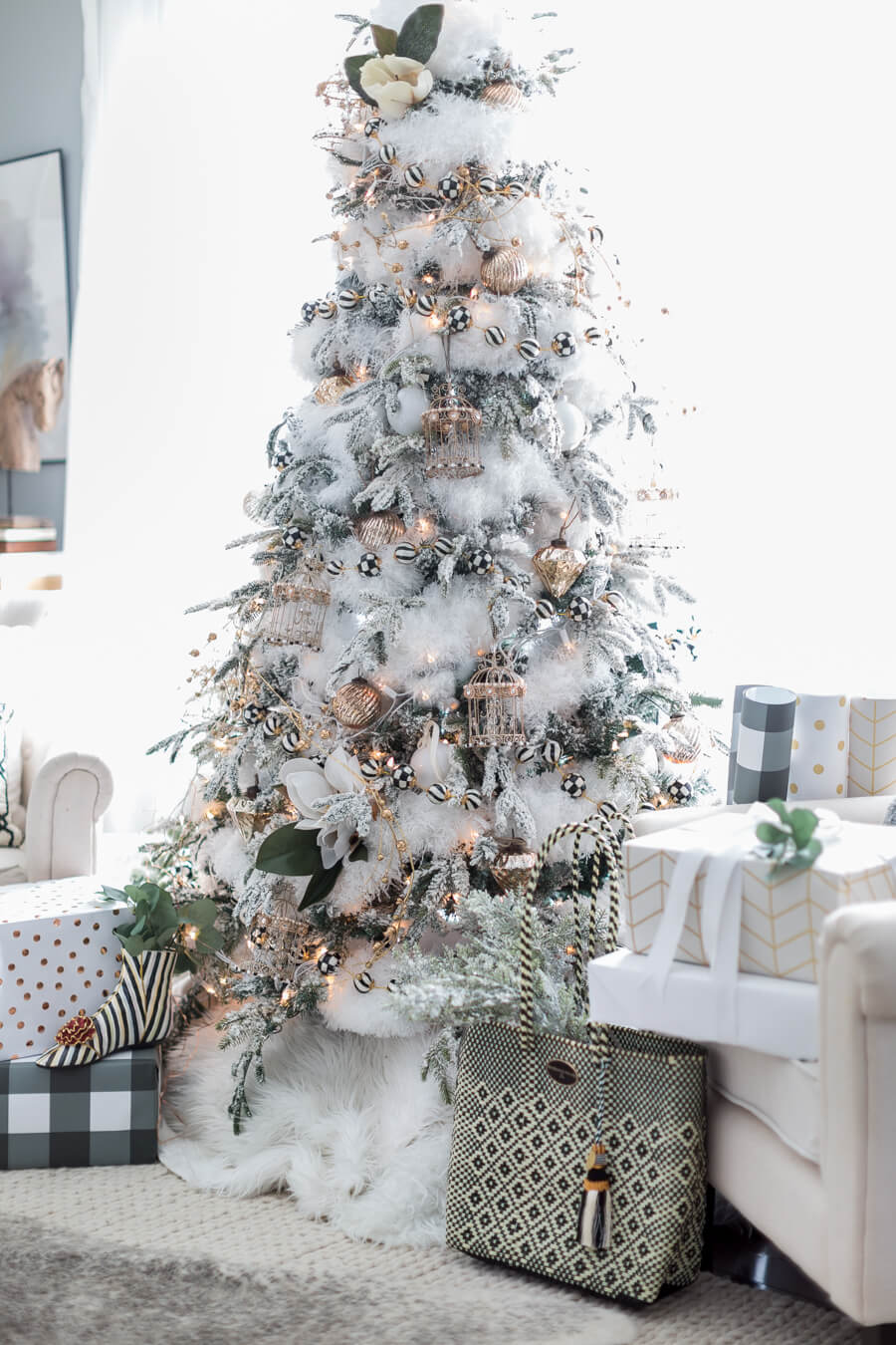 Black and White Christmas Tree | Best Way to Decorate Christmas Trees on a Budget: Inexpensive or Free & Easy Holiday Ornaments & Decorations