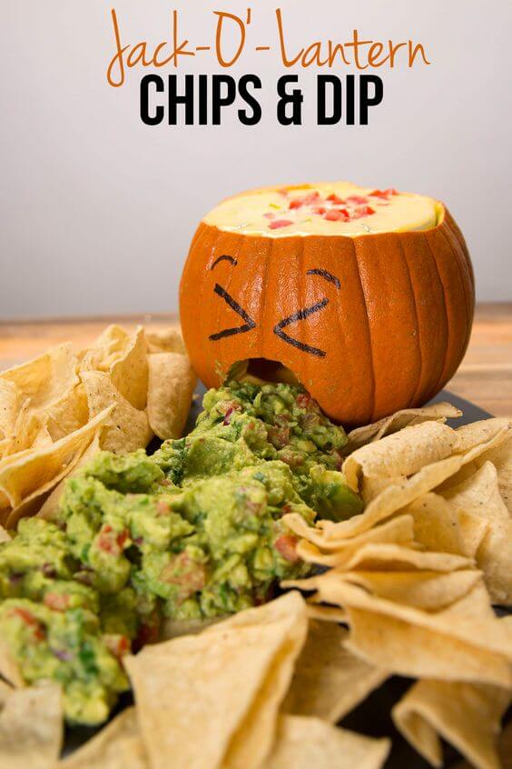 Jack O'Lantern Chips and Dip | Halloween Inspired Recipes: How to Make Simple Halloween Party Food