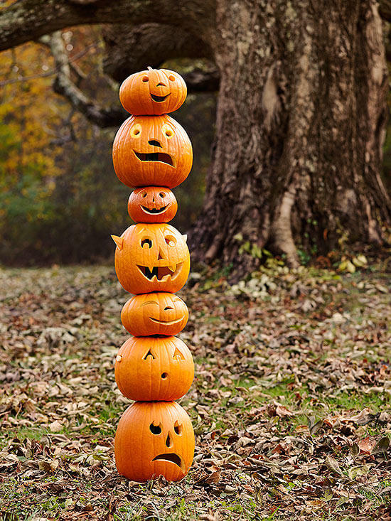 Stack-o'-Lantern | No-Carve Pumpkin Decorating Ideas For This Halloween