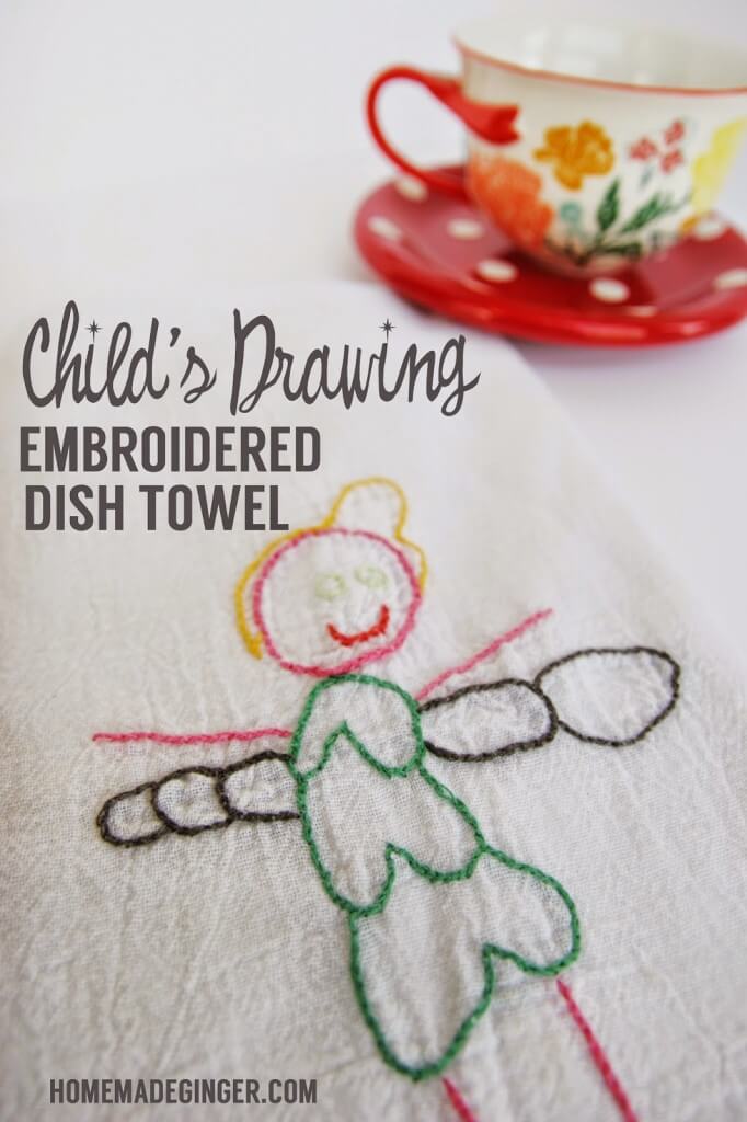 Child’s Drawing Embroidery Dish Towel | Christmas Gifts for Grandparents: Creative Holiday Ideas for Grandma and Grandpa