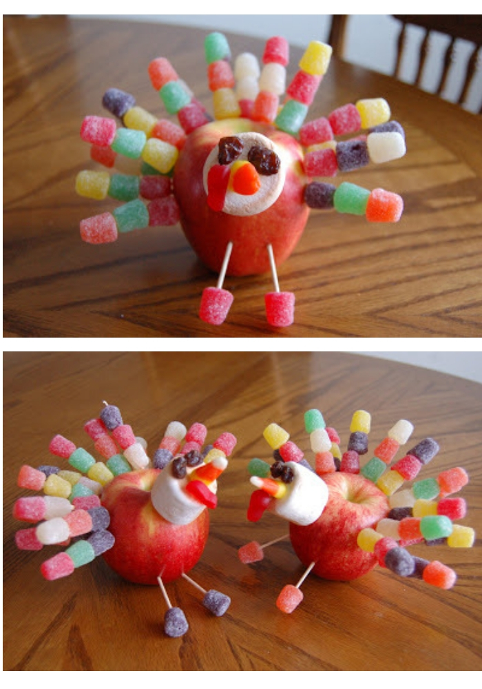 Apple turkeys | Simple Ideas for Kids' Crafts for Thanksgiving - FarmFoodFamily.com