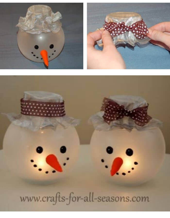 Snowman Candle Holder | Cute and Easy Christmas Ornament Ideas