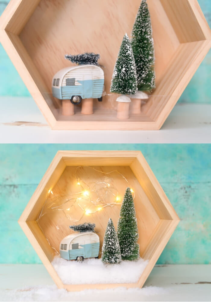 Easy retro winter shadow | Cute and Easy Christmas Ornament Ideas