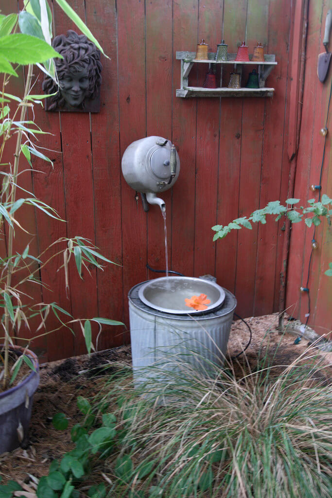 Recycled Tea Pot Fountain