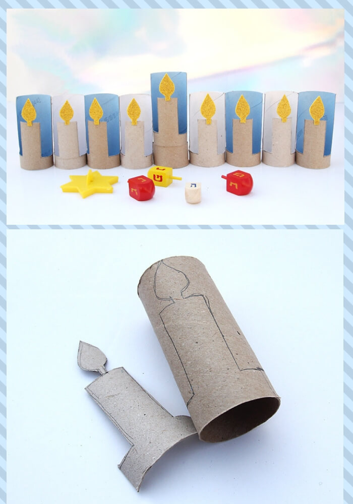 Hanukah Menorah From Recycled Cardboard Tubes | Christmas Craft Ideas for Preschoolers