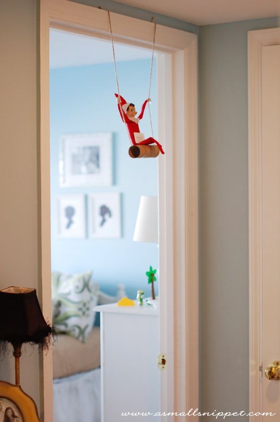 Swinging Elf | Fun & Simple Elf on Shelf Ideas For This Christmas