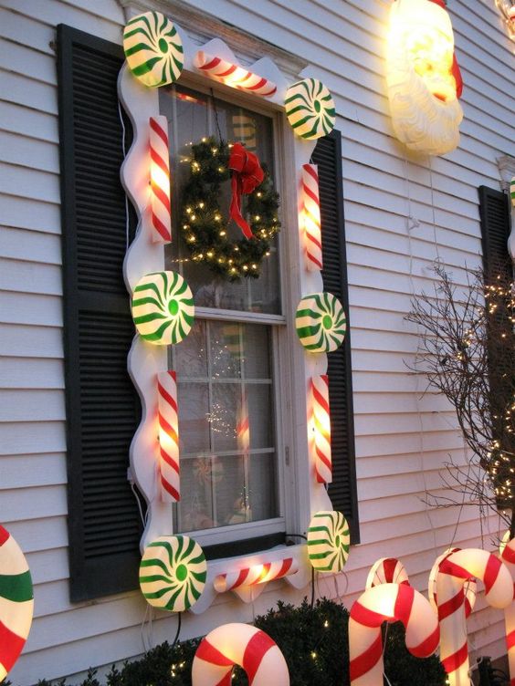 Candyland | Christmas Door and Window Lighting Decorating Ideas