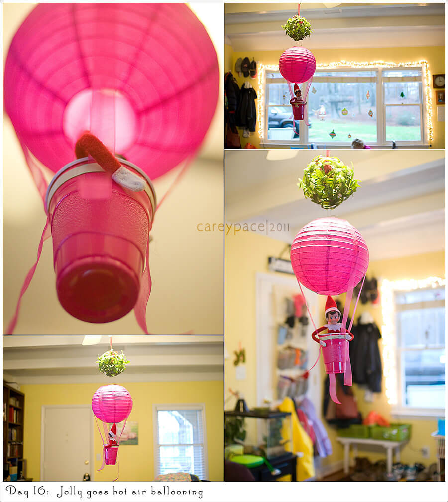 Goes hot air ballooning | Fun & Simple Elf on Shelf Ideas For This Christmas
