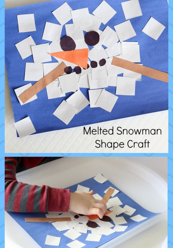 Melted Snowman Shape Craft Collage | Christmas Craft Ideas for Preschoolers