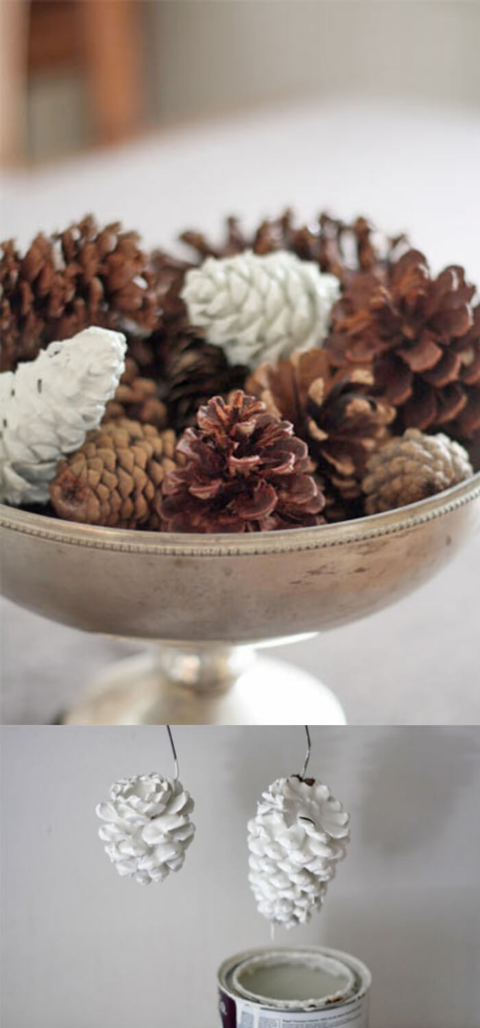 Paint Dipped Pinecones | Last Minute Christmas Ideas and Hacks