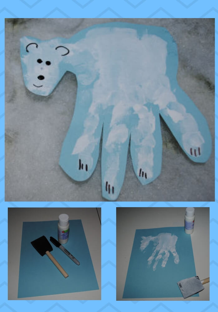 Polar Bear Handprint | Christmas Craft Ideas for Preschoolers