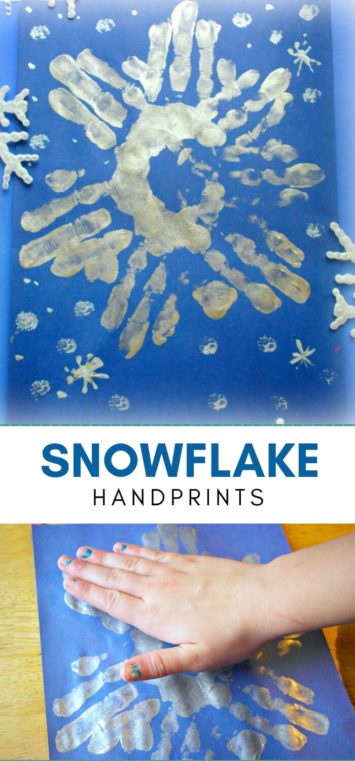 Snowflake handprints | Christmas Craft Ideas for Preschoolers