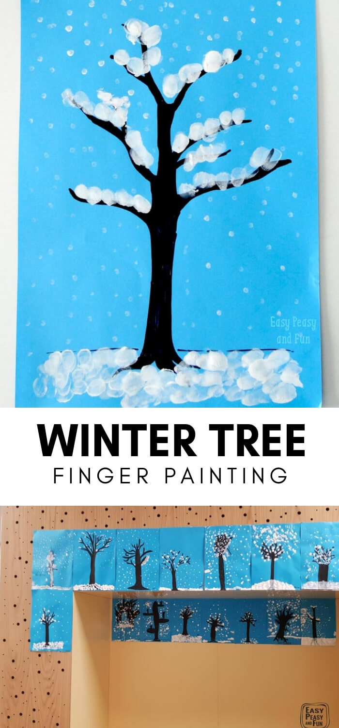 Winter Tree Finger Painting | Christmas Craft Ideas for Preschoolers