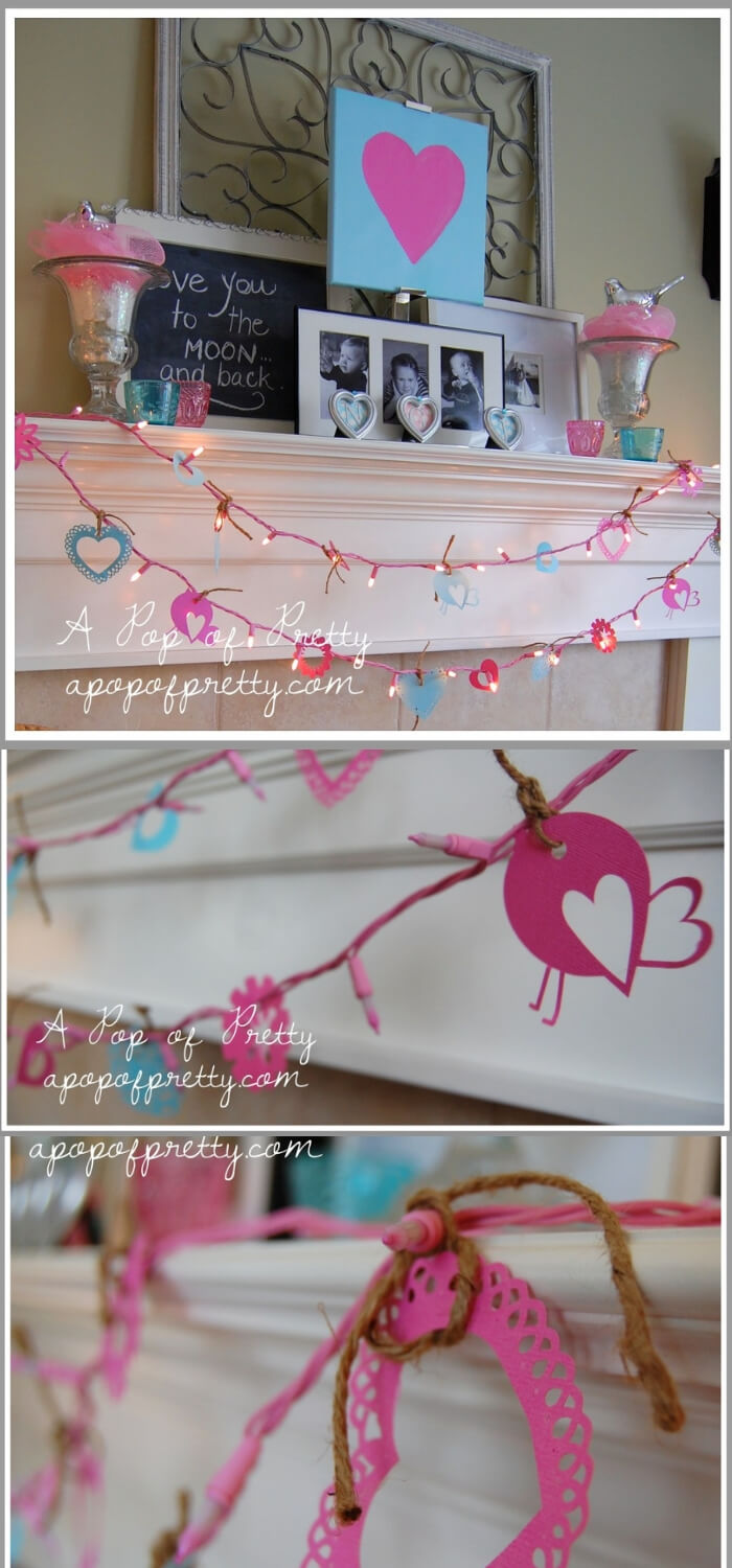 Valentine's Day Mantel | Valentine's Day Decorating Ideas For Your Lovers | FarmFoodFamily.com