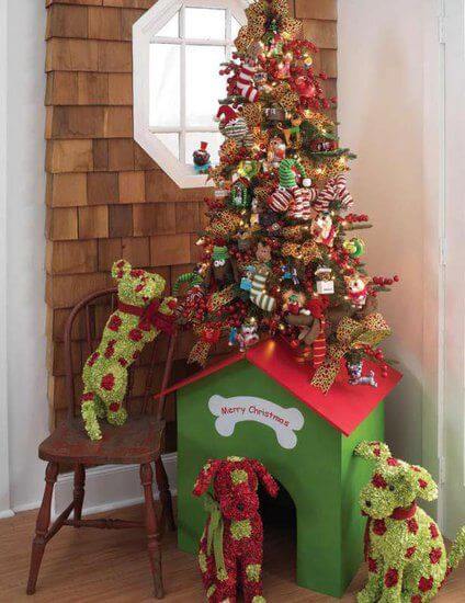 2 christmas tree with doggy theme