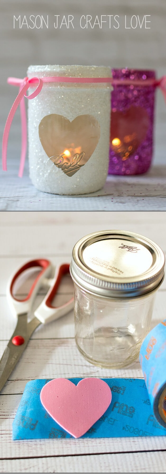 Valentine Glitter Votives | Valentine's Day Decorating Ideas For Your Lovers | FarmFoodFamily.com