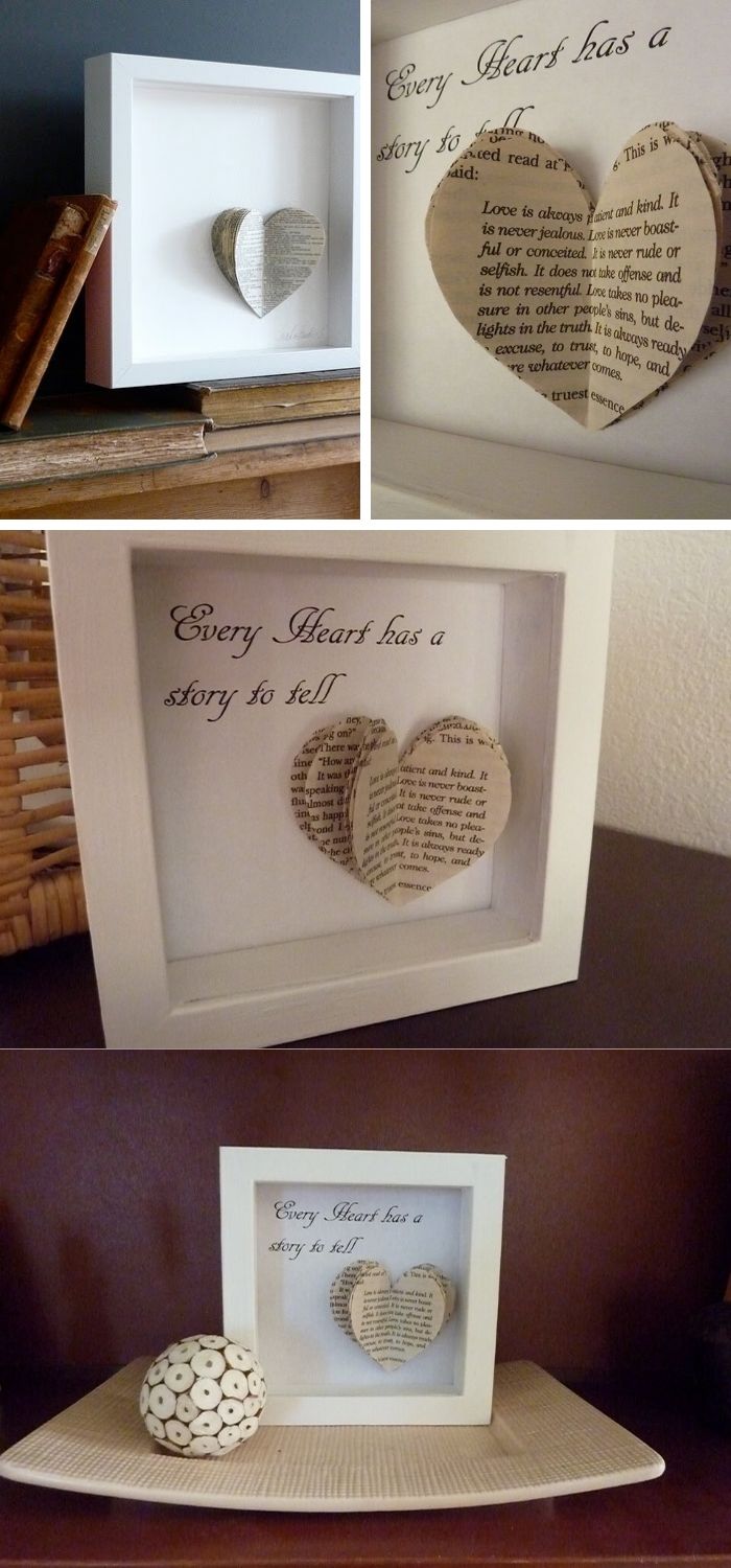 Book heart art DIY | Valentine's Day Decorating Ideas For Your Lovers | FarmFoodFamily.com