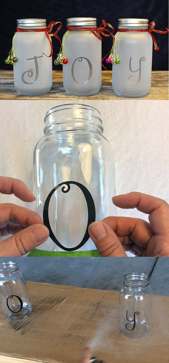 DIY Mason Jar Holiday Luminaria | Christmas Spirit Jars Ideas | FarmFoodFamily.com