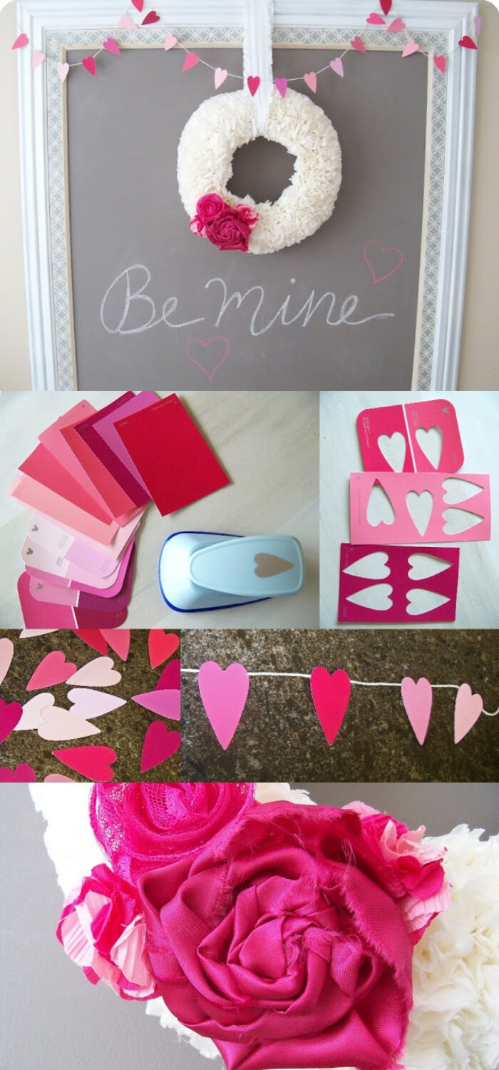 We heart paint chips | Valentine's Day Decorating Ideas For Your Lovers | FarmFoodFamily.com