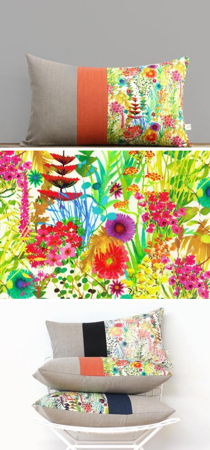 Home Decorating Ideas With Flowers: Abstract floral Liberty Print decorative pillow