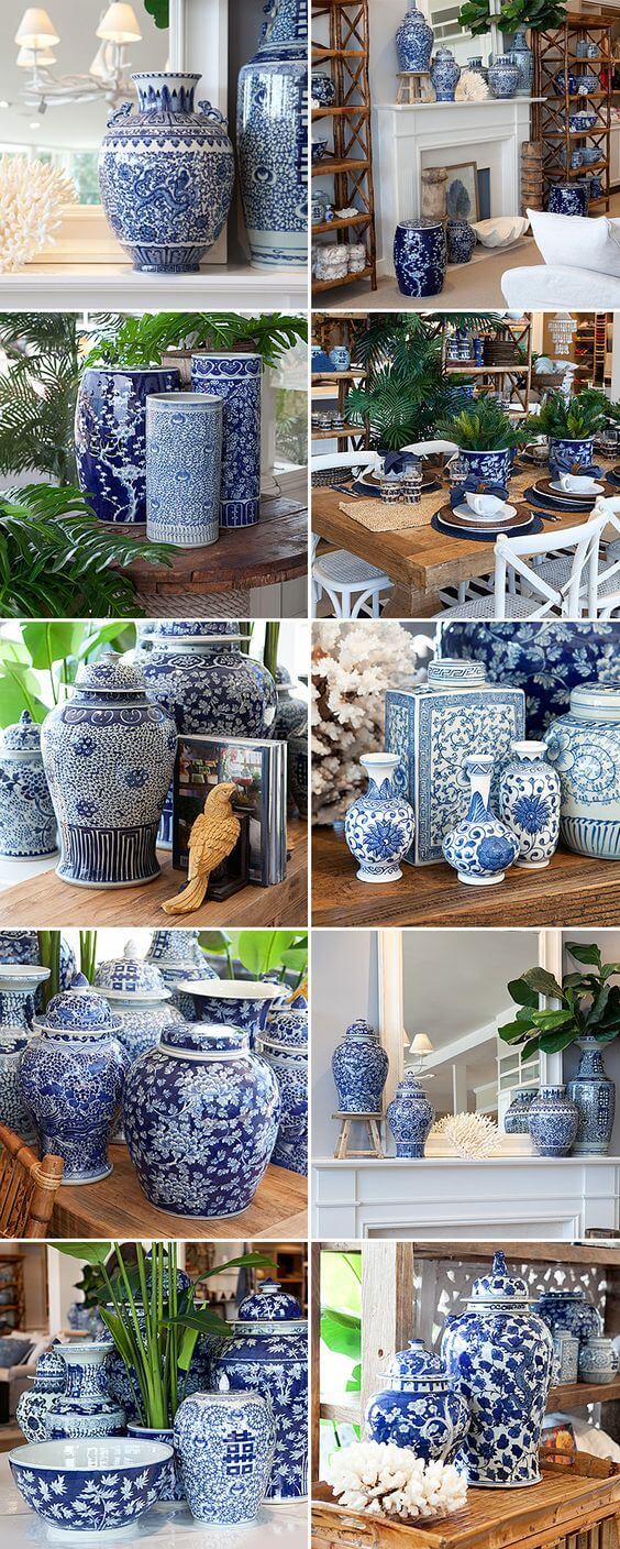 Home Decorating Ideas With Flowers: Blue and white dynasty ginger jars