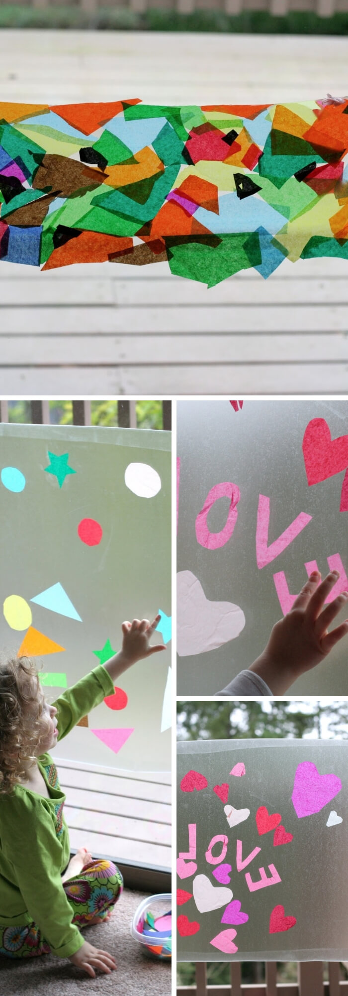 Children's Holiday Craft Ideas – Faux Stained Glass Valentine's Day Window Hangings | Contact Paper Window Art