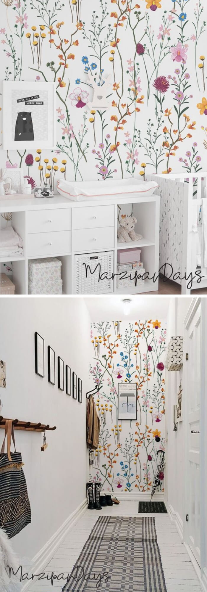 Home Decorating Ideas With Flowers: Wild flowers removable wallpaper