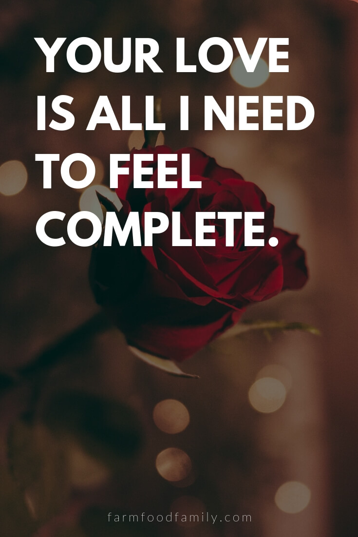 Cute, Funny, and Sweet Love Quotes For Him | Your love is all I need to feel complete.