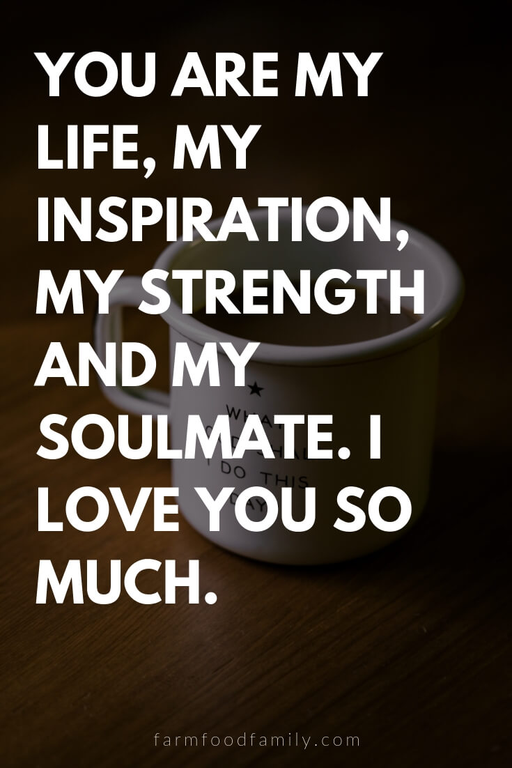 Cute, Funny, and Sweet Love Quotes For Him | You are my life, my inspiration, my strength and my soulmate. I love you so much.