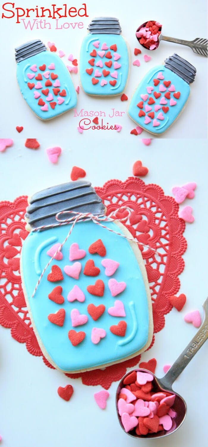Mason Jar Cookies | DIY Mason Jar Gift Ideas For Valentine's Day | FarmFoodFamily.com