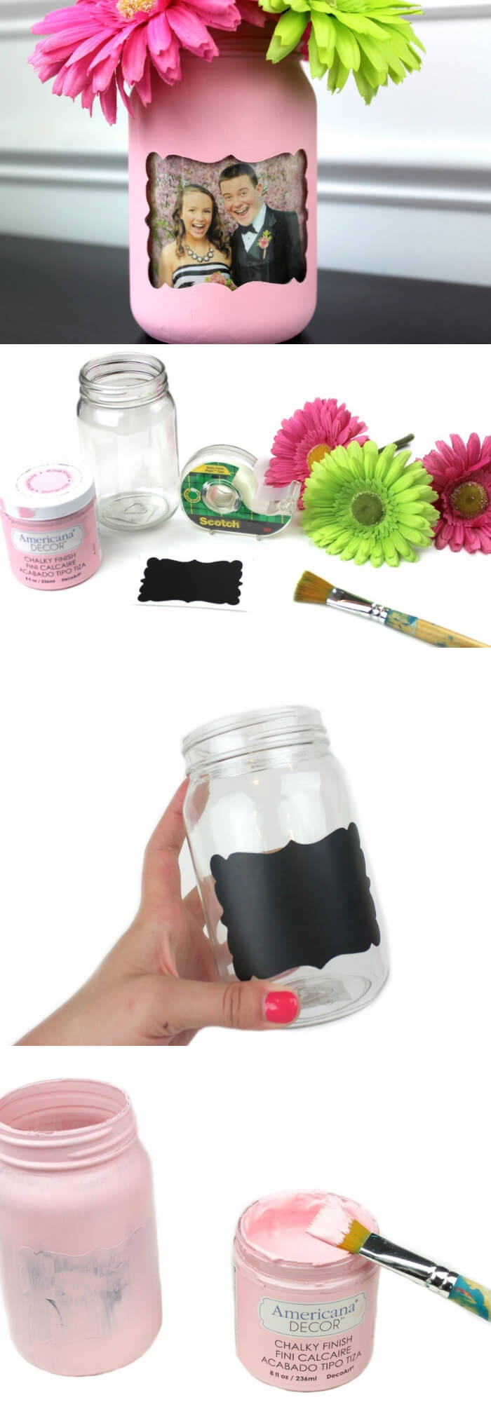DIY Picture Frame Mason Jar | DIY Mason Jar Gift Ideas For Valentine's Day | FarmFoodFamily.com