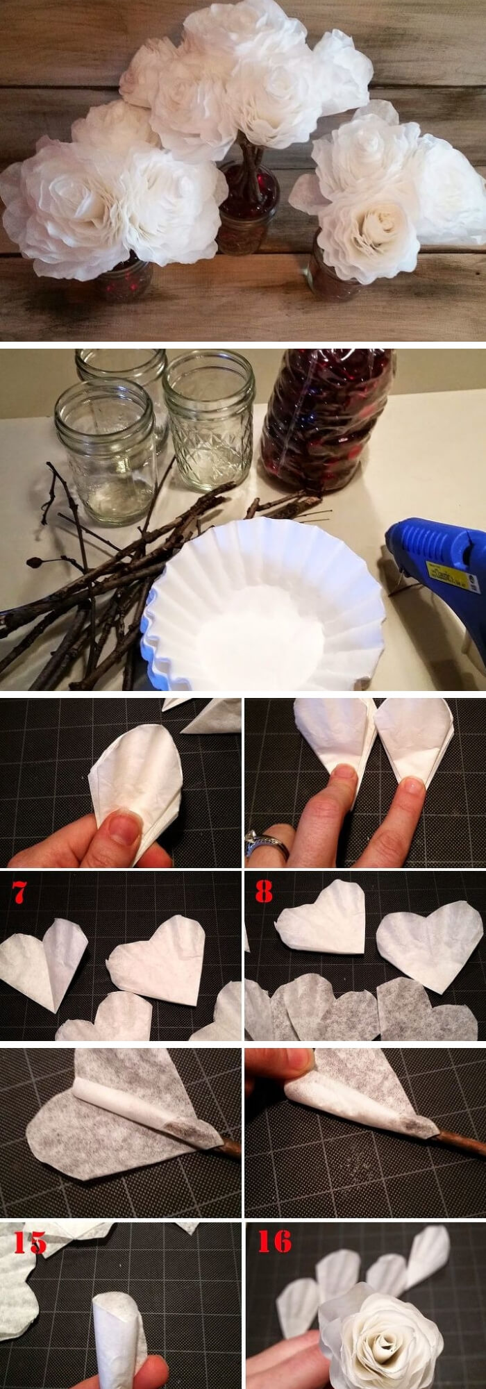 Upcycled Coffee Filter Flowers | Environmentally-Friendly Valentine's Day Gifts