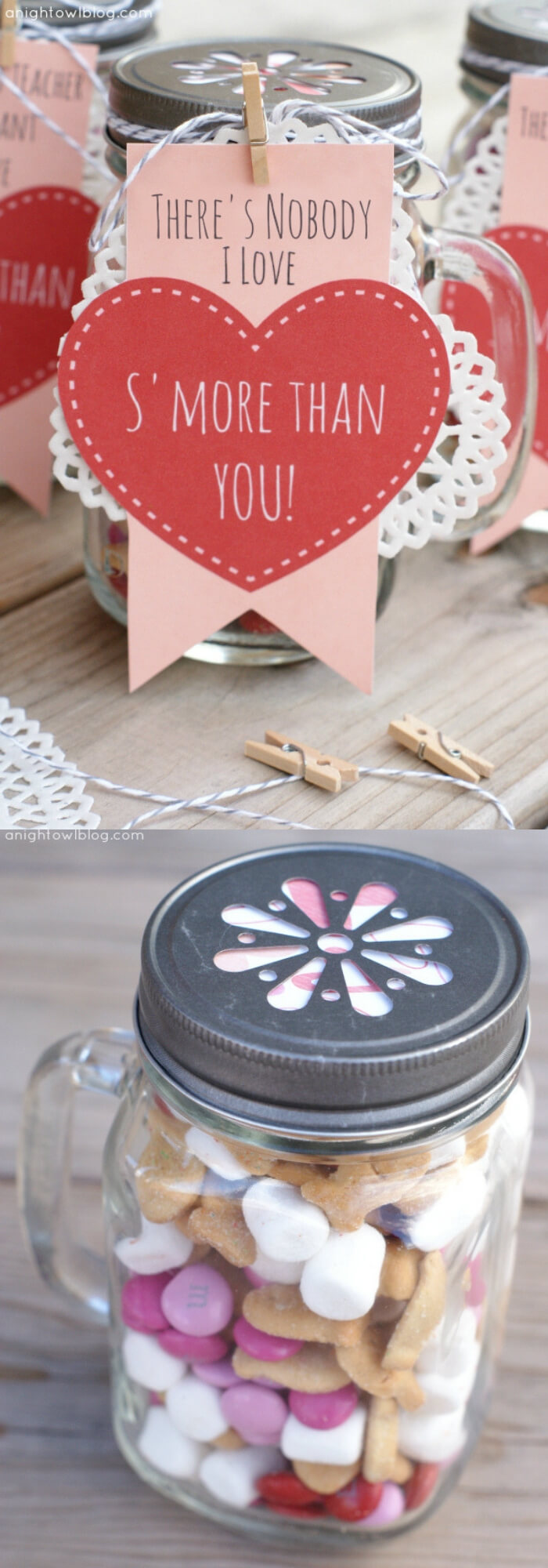 S'mores Valentines | DIY Mason Jar Gift Ideas For Valentine's Day | FarmFoodFamily.com