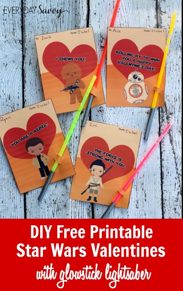 DIY free printable star wars valentine