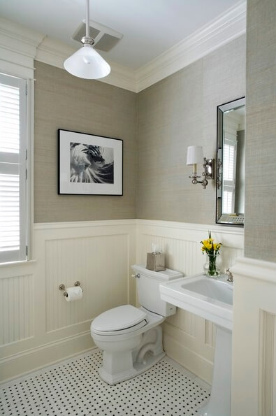 Update a 70's Bathroom | Bathroom Wainscoting: Beadboard Panels in the Bathroom Design | FarmFoodFamily.com