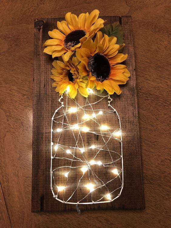 Sunflower fairy light string art | Best Fairy Light Decoration Ideas