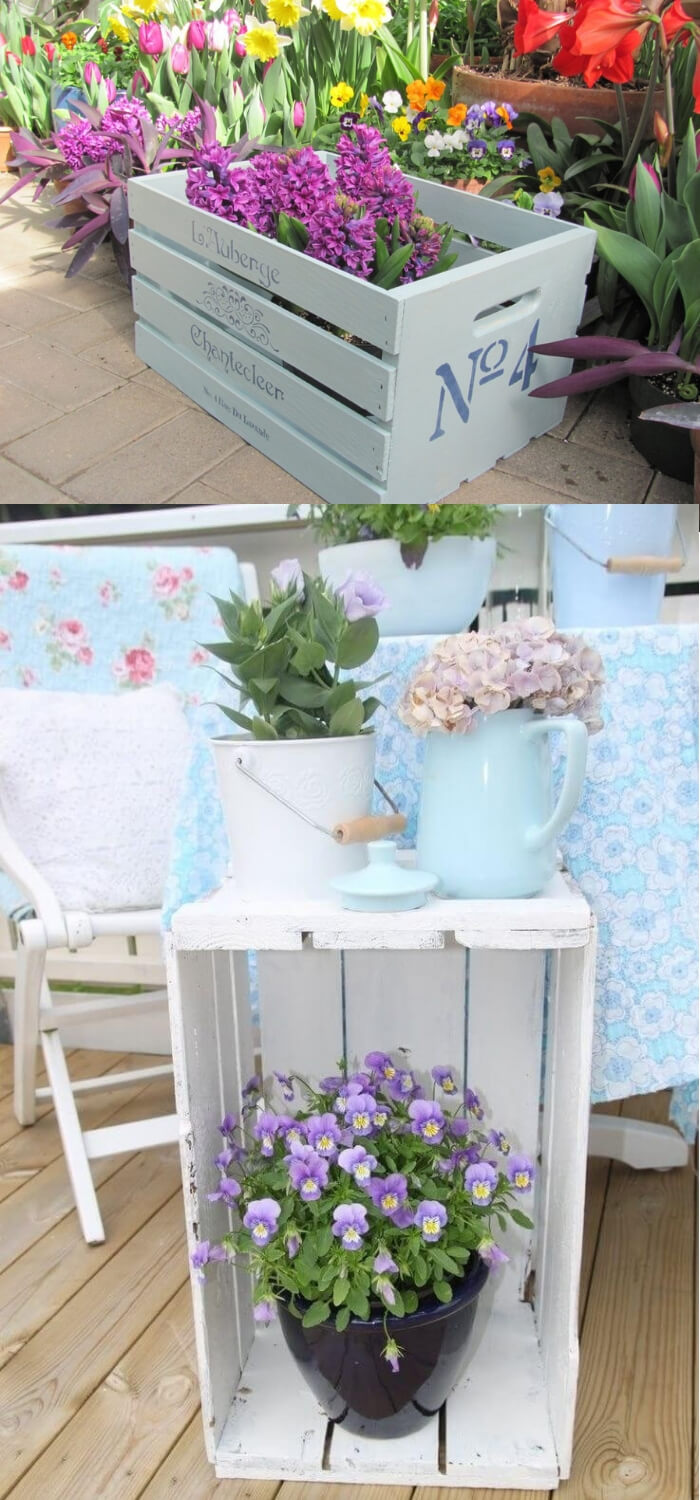 Painted Wooden Crate Table | DIY Spring Porch Decor Designs & Ideas