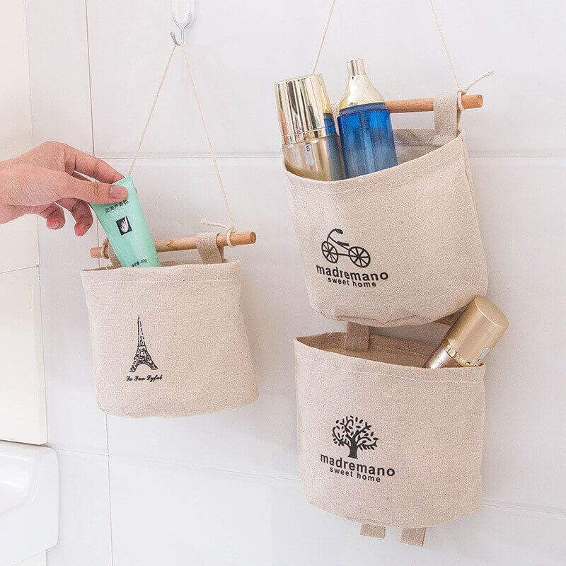 Small canvas bags | Best Small Bathroom Storage Designs & Ideas