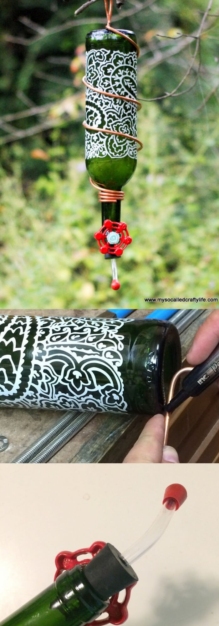 DIY Wine Bottle Hummingbird Feeder