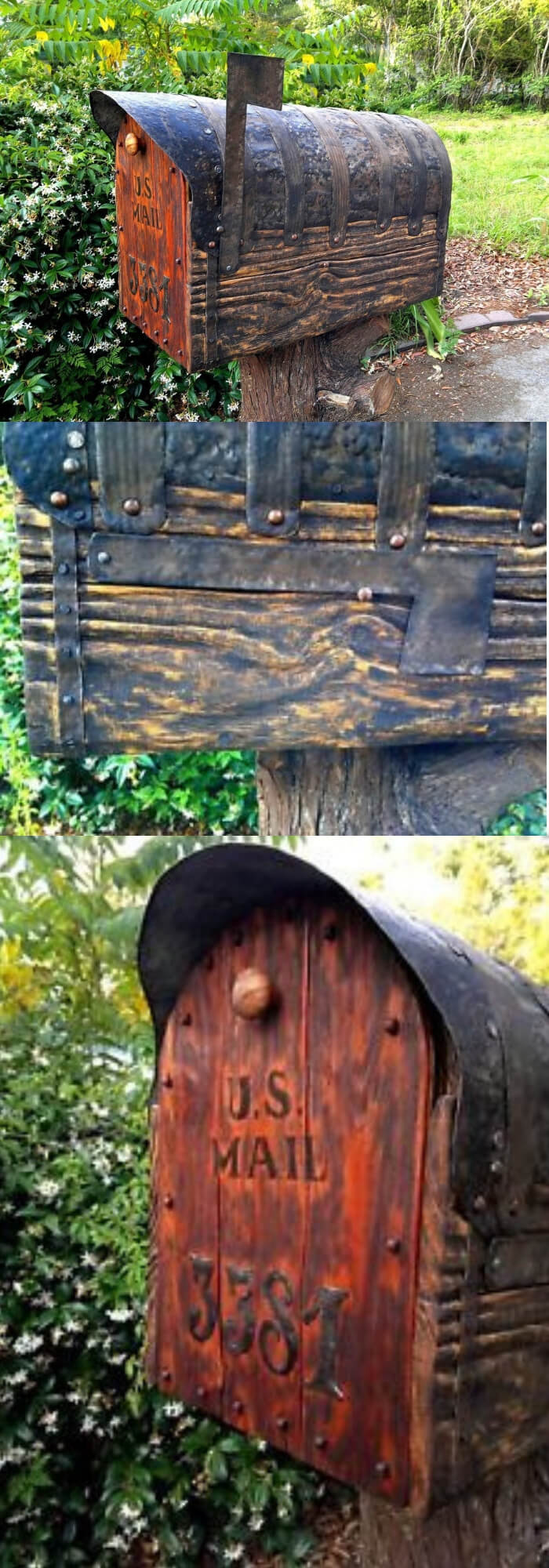 Rustic mailbox with cedar door | Best Mailbox Landscaping Ideas