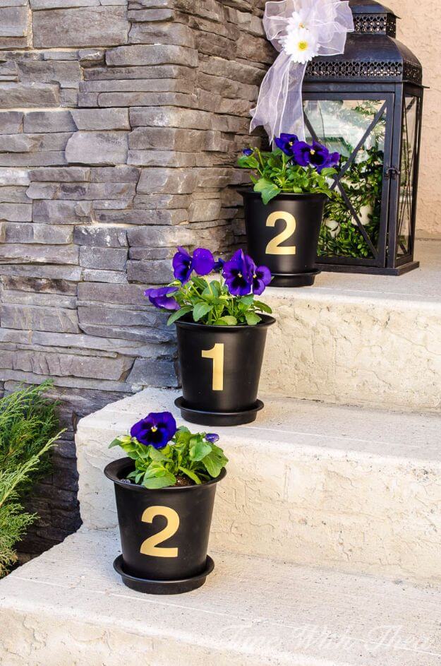House number from Flower Pots | DIY Spring Porch Decor Designs & Ideas